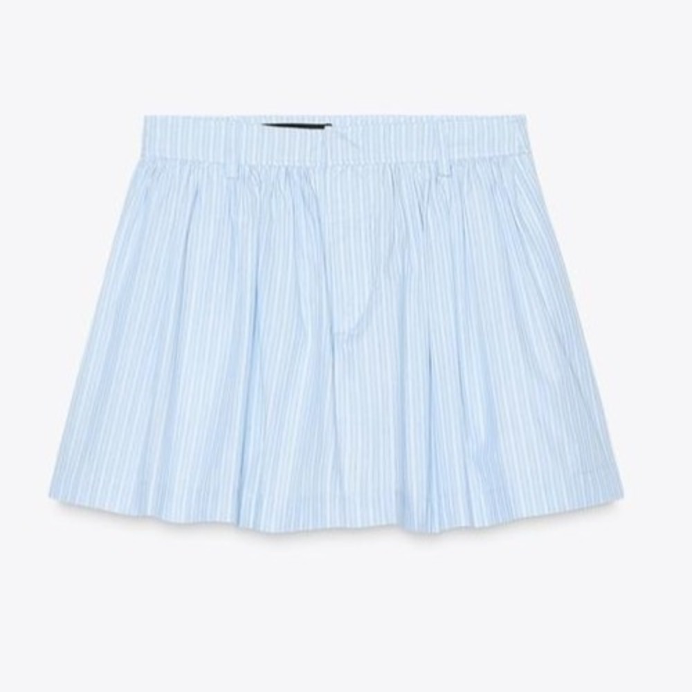 Zara Light Blue Pinstripe Mini Skirt